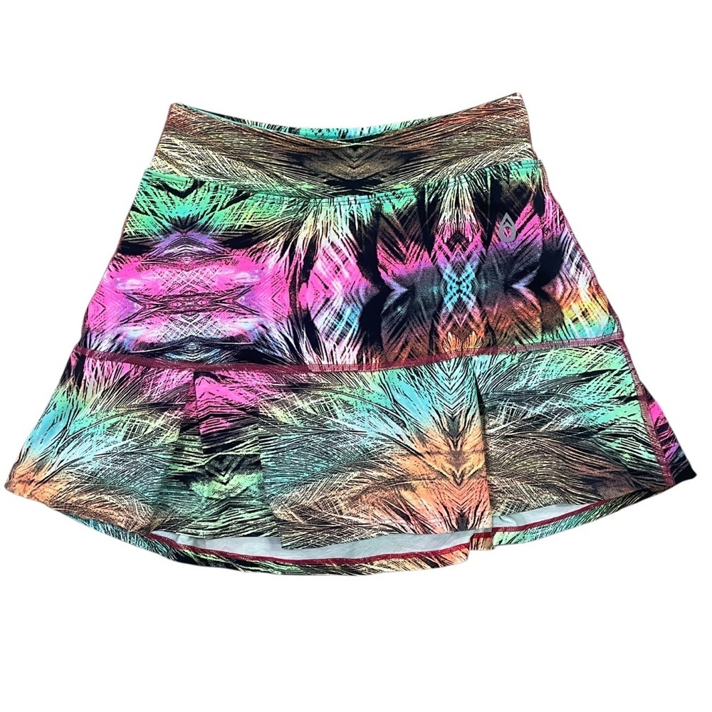 Dona Jo Jojo Tennis Skirt 14.5" Skort Black Feather Multicolor Size 1/Small